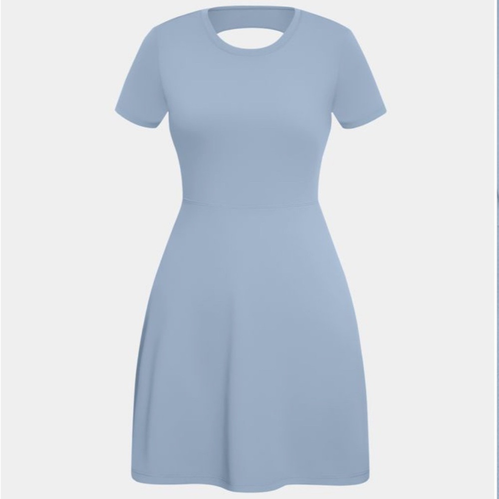 Halara Backless Twisted Cut Out Flare Mini Dance Active Dress